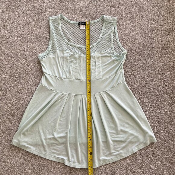 Venus European Mint Green Pleated Babydoll Top with Lace L - Picture 7 of 8